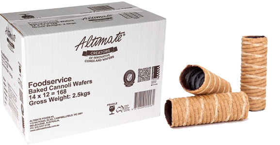 Choc Lined Baked Cannoli Wafers 29x80mm